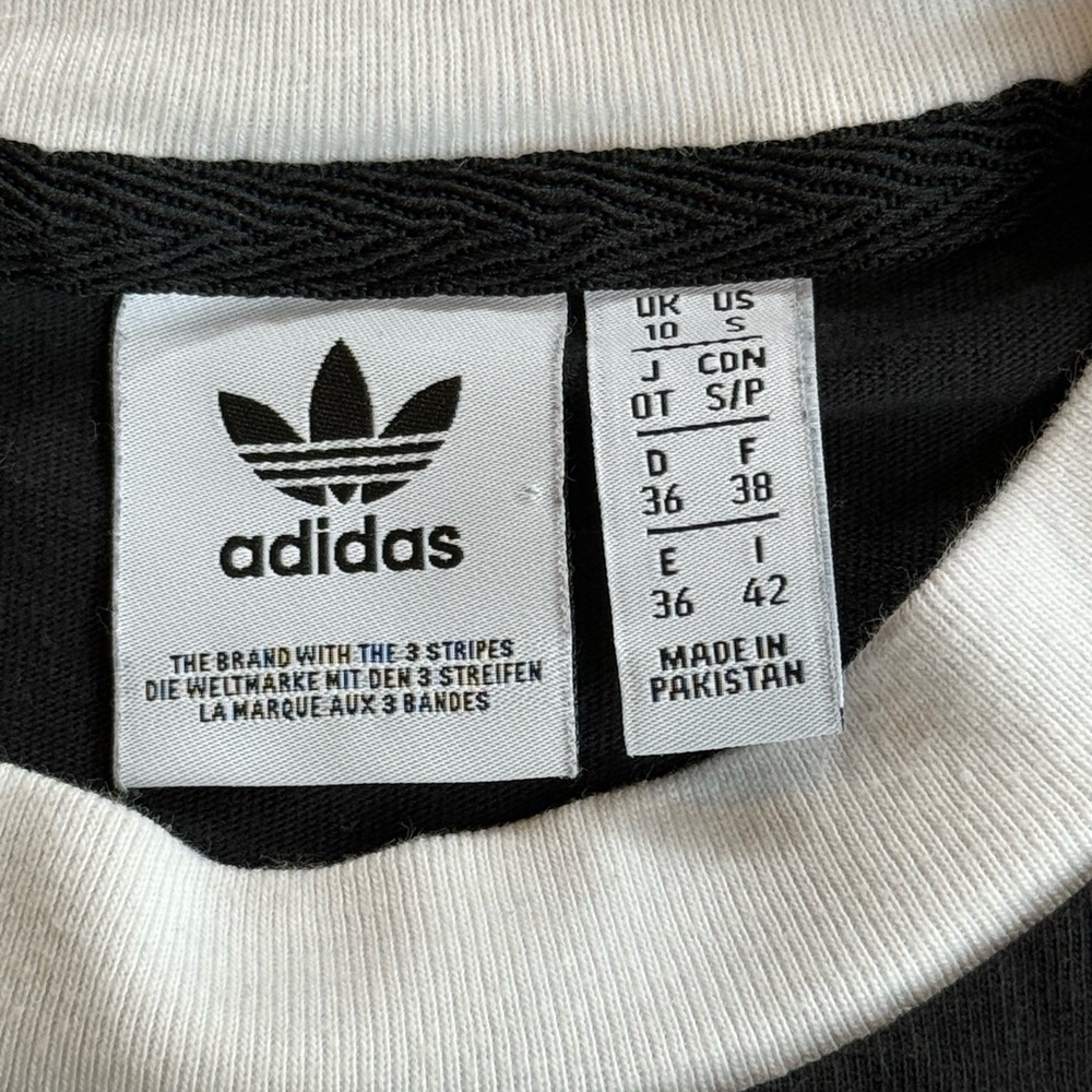 Adidas Black and White Crew Neck Crop Tee - Picture 2 of 8
